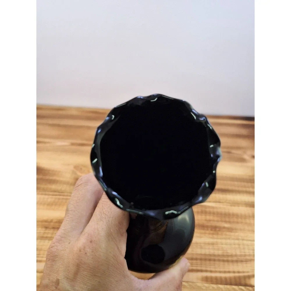 Vintage Opaque Black Dark Purple Glass Bud Vase 8